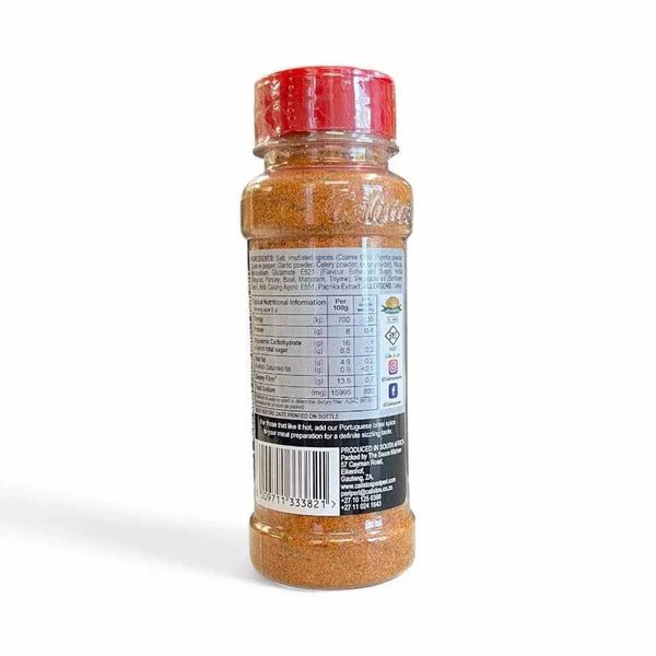 Calisto's Spices Portuguese Braai Spice 145g bottle with red cap, perfect for grilling meats.