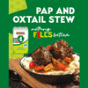 IWISA Maize Meal packaging with a dish of pap and oxtail stew, highlighting authentic South African flavor.