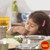 Osmans Durban Masala Spice 100g packet on table with a child enjoying a flavorful meal.