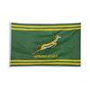 Green and gold Springbok official licensed flag with emblem, sized 150cm by 90cm, lightweight and durable for indoor and outdoor use
