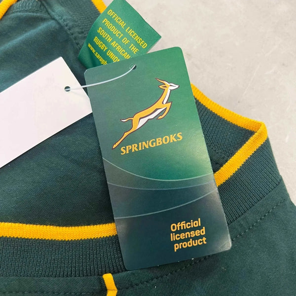 Springbok Official Licensed Supporter T-Shirt green cotton with yellow trim and official product tag