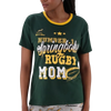 Springbok Pajamas women's set with green short sleeve top and grey shorts featuring rugby mom print and Springbok logos