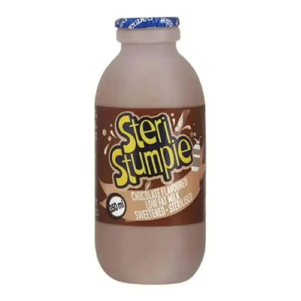 350ml bottle of Steri Stumpie Milk Chocolate flavored low-fat milk from South Africa
