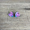 Stud Earrings - Heart with Purple Protea - Something From Home - South African Shop