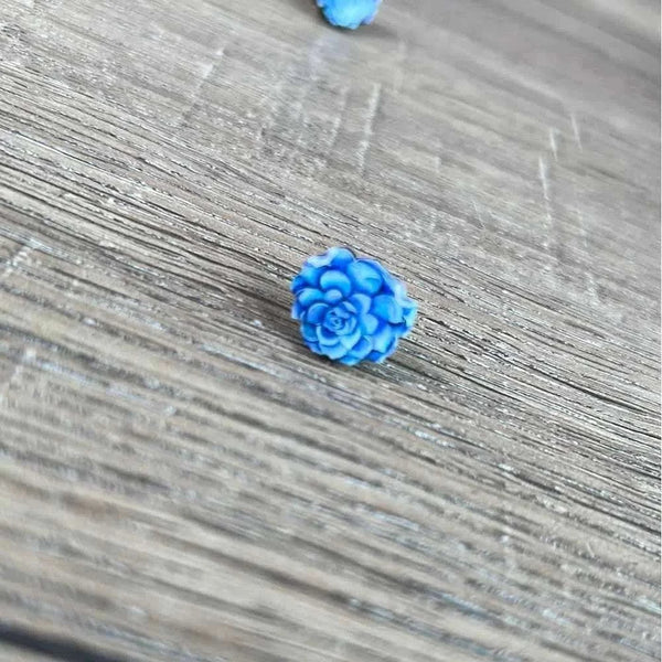 Stud Earrings - Dark Blue Succulents - Something From Home - South African Shop
