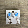 Stud Earrings - Hexagon Blue Marble - Something From Home - South African Shop