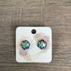 Stud Earrings - Hexagon Green and Pink Succulents - Something From Home - South African Shop