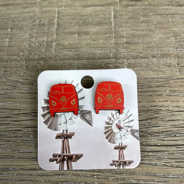 Stud Earrings - Red Bus - Something From Home - South African Shop