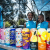 Switch Energy Drink Jelly Babies display at outdoor event with brand ambassadors.