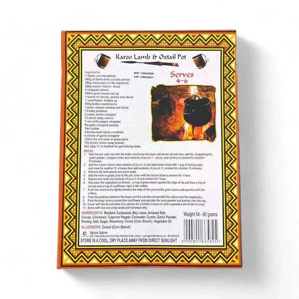 Taste of Africa Karoo Lamb & Oxtail Pot spice mix with traditional South African flavors in 60g pack