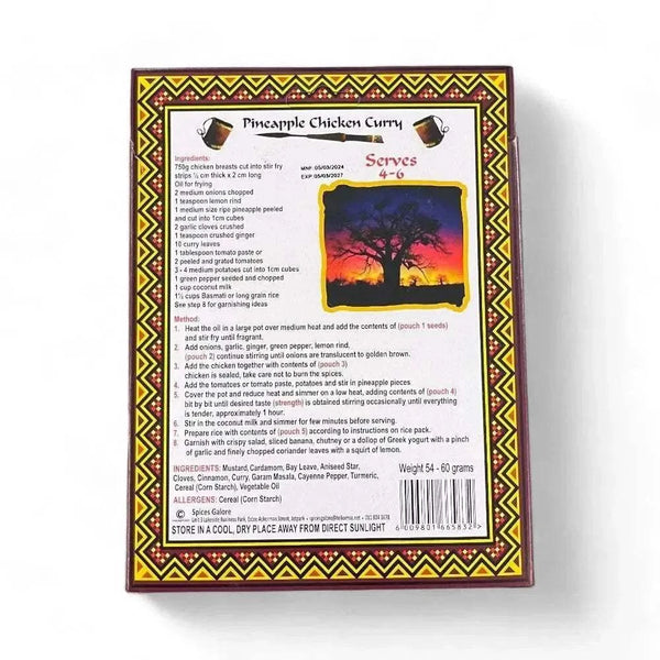 Taste of Africa Pineapple Chicken Curry spice mix pack for authentic South African curry meals