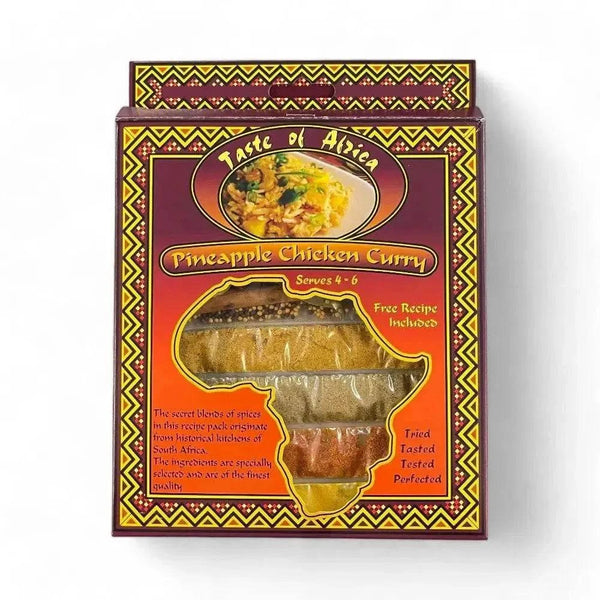 Taste of Africa Pineapple Chicken Curry Spice Mix packet with vibrant South African spices