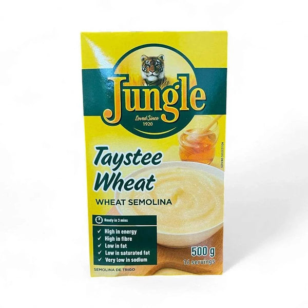 Taystee Wheat Porridge 500g box, quick nutritious breakfast option.