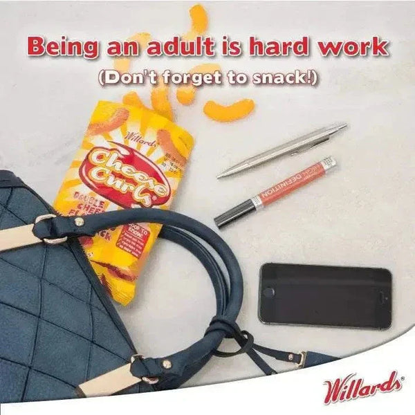 Willards Cheese Curls 150g baked double cheese maize snack packet