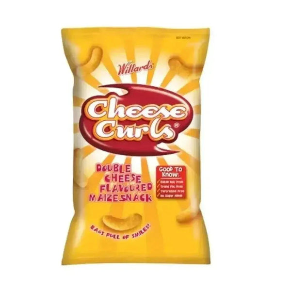 Willards Cheese Curls 150g baked double cheese maize snack bag