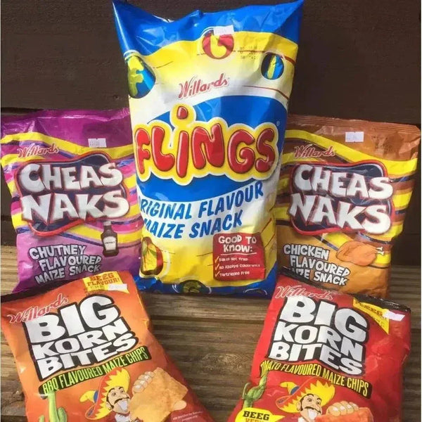 Willards Flings 150g snack pack with bite-sized fluffy maize chips and bold flavor