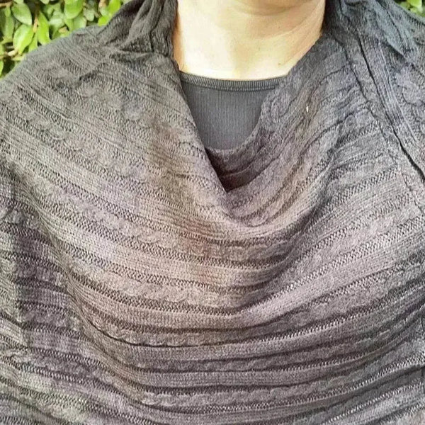 Black knitted winter poncho with round neck by Cotton Road