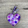 Key Tag - Wooden Heart with Purple Patterns - Something From Home - South African Shop