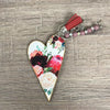 Key Tag - Wooden Heart With Red, Pink, and White Flowers - Something From Home - South African Shop