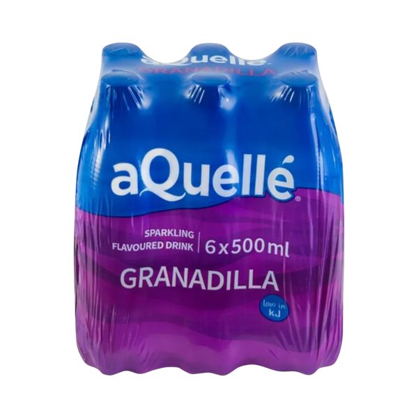 aQuellé Flavoured Sparkling Water - Granadilla (Pack of 6 x 500ml)