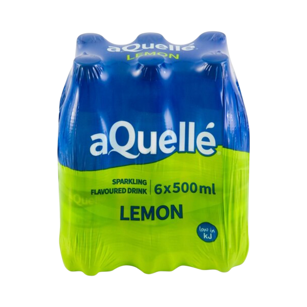 aQuellé Flavoured Sparkling Water - Lemon 500ml (Pack of 6 x 500ml)