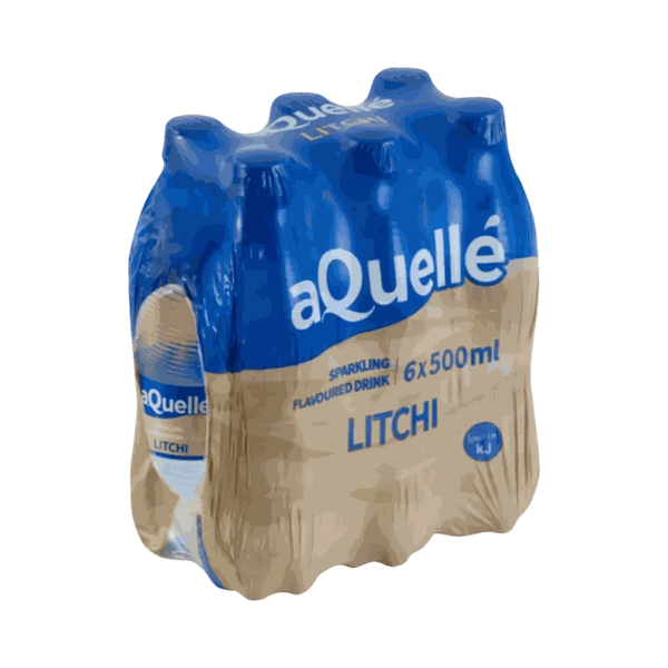 Pack of six 500ml bottles of aQuellé Litchi Flavoured Sparkling Water