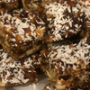 Date Squares dessert with a crumbly oat topping and date filling on a plate