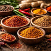Assortment of authentic South African southern spices in colorful bowls showcasing traditional flavors