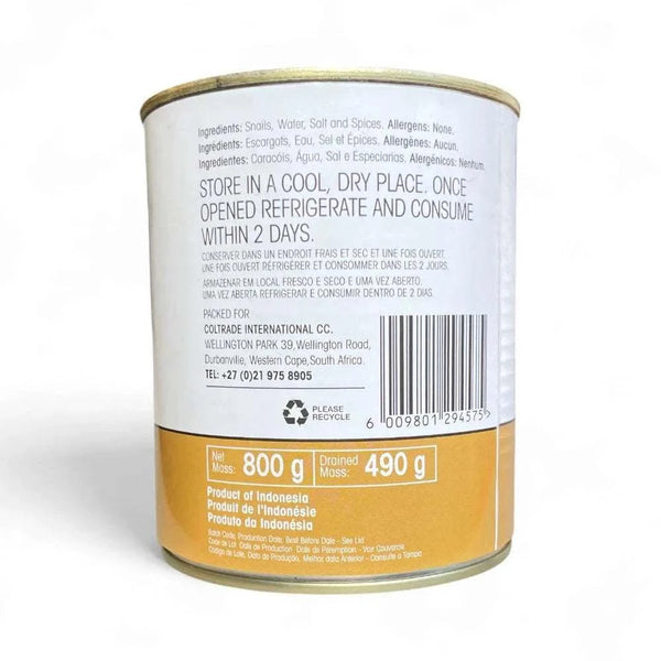 360 Food Solutions Escargot Snails in Brine 800g tin.