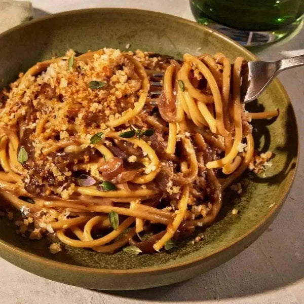 All Joy Garlic and Onion Pasta Sauce 440g bottle and pasta meal