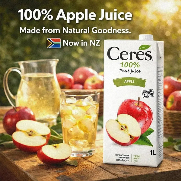 Ceres 1 litre bottle of 100% apple juice with natural flavor and Vitamin C