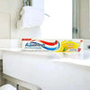Aquafresh Lemon Mint toothpaste box on a bathroom counter