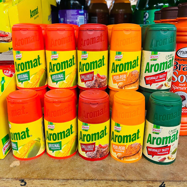Knorr Aromat powder seasoning in 75g shaker bottle enhancing South African dishes