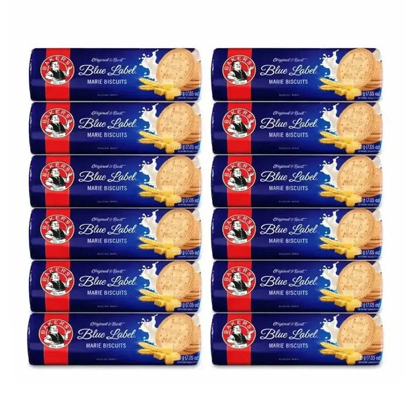 Pack of 12 Bakers Blue Label® Marie Biscuits 200g each, classic South African snack