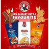 Bakers Ginger Nuts Ginger and Golden Syrup Flavour Rusks 450g packaging and crunchy snack pieces