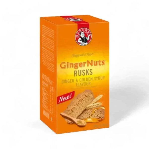 Bakers Ginger Nuts Ginger & Golden Syrup Flavour Rusks 450g crunchy snack with spicy ginger and golden syrup flavor