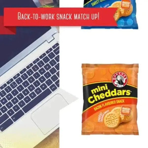 Bakers Mini Cheddars bacon flavored multipack with six 33g snack bags