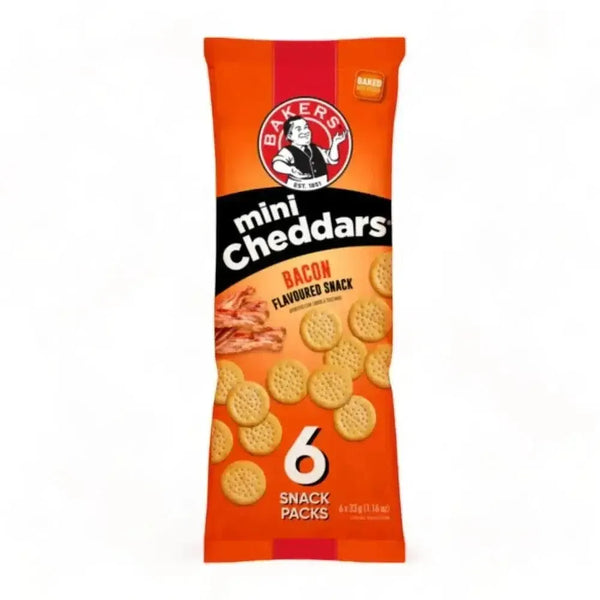 Bakers Mini Cheddars bacon flavor multipack six 33g snack packs