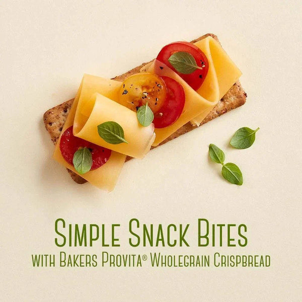 Bakers Provita biscuits - Wholewheat Crispbread with cheese and tomato topping.