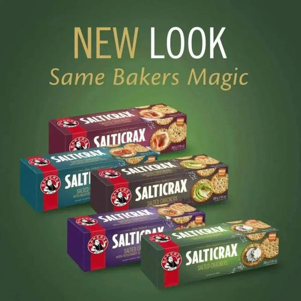 Bakers Salticrax Salted Crackers 200g pack of crunchy, salty snack crackers perfect for cheese and dips