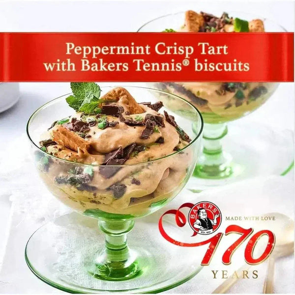 Pack of 12 Bakers Tennis Biscuits with classic coconut flavor and crispy texture, ideal for tea time and desserts.