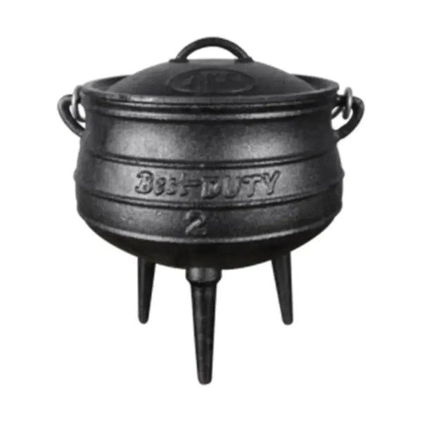 Best Duty Potjie 6.0L cast iron 3-legged cooking pot with lid and handle for outdoor use