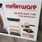 Mellerware Biltong King 116W food dehydrator packaging with images of biltong and drying shelves, featuring a 2-year warranty.