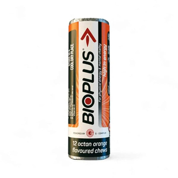Bioplus Octan Orange Flavoured Chews, 12-pack, energy boost with vitamins and nutrients.