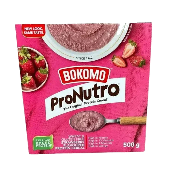Bokomo ProNutro Strawberry protein cereal 500g front pack