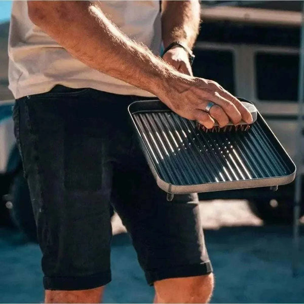 CADAC 2 Cook 3 Pro portable gas barbecue with dual burners and ceramic-coated plates for versatile outdoor cooking