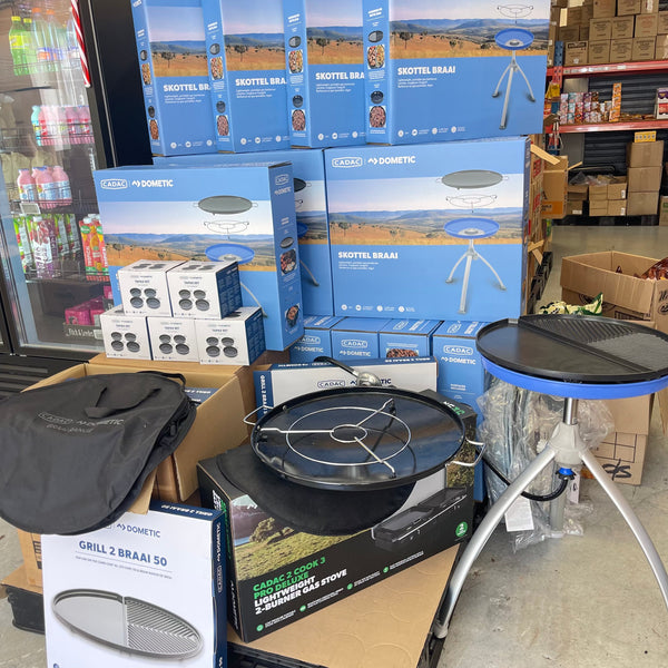 CADAC Skottel Braai NZ compliant outdoor cooker portable camping grill with stand and carry bag