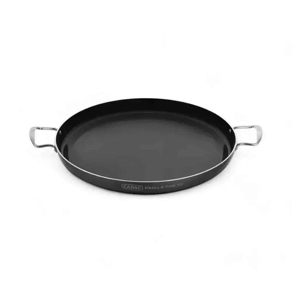 CADAC Skottel Braai Paella Pan with GreenGrill ceramic coating and stainless steel handles on gas BBQ