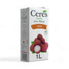 CERES Litchi Sensation 1 Litre juice box with vibrant litchi fruit illustration.