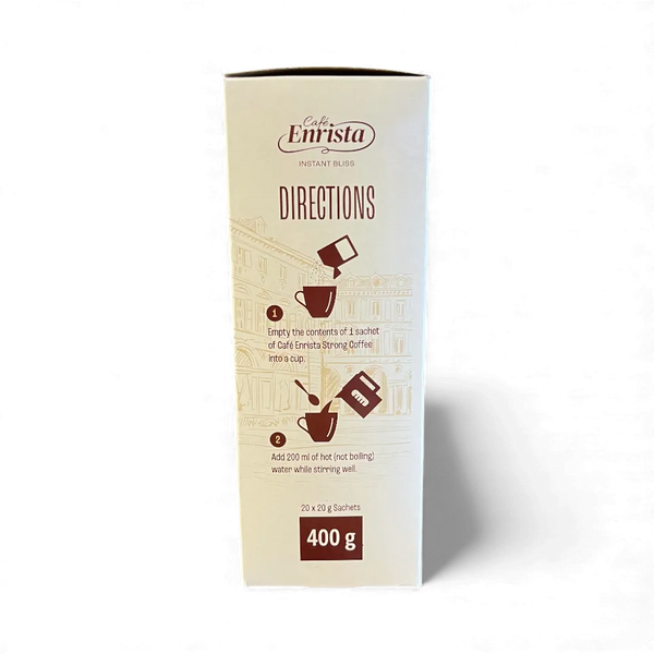Cafe Enrista Coffee 3-in-1 Strong 20 sachets 400g box with preparation directions